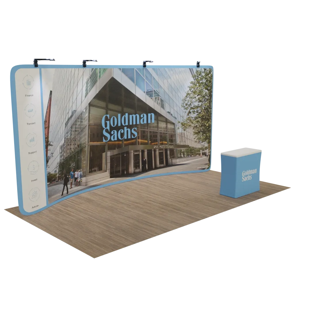Custom Curved Zip Up Trade Show Display 20' x 8' - Custom Hats Now